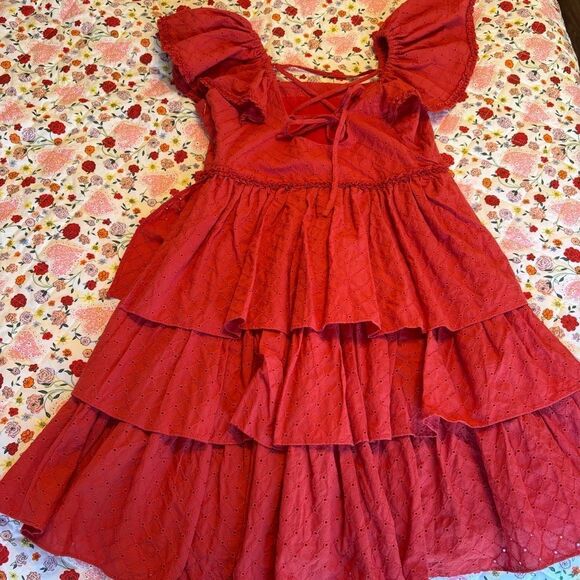 Cinq a Sept Marcia Eyelet Tiered Cotton Dress - Picture 8 of 8